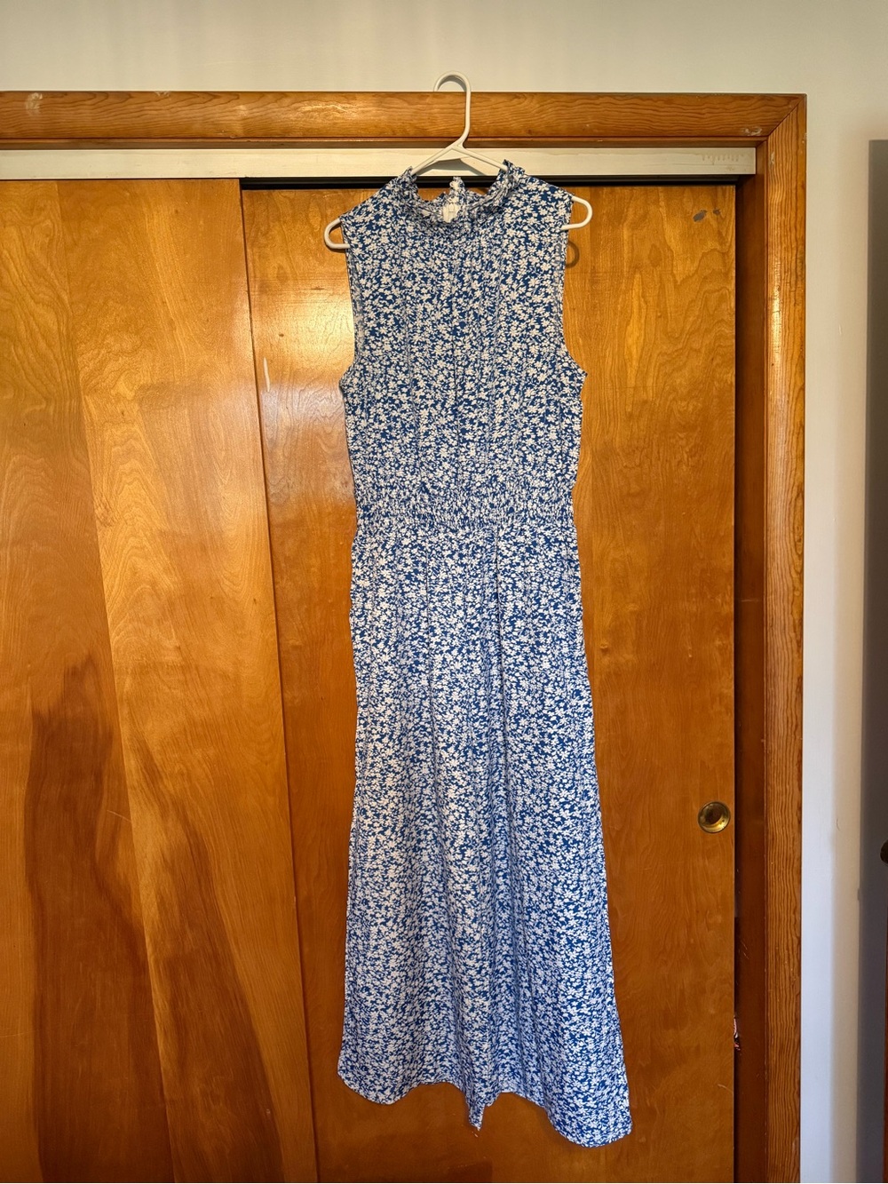 Cupshe Blue & White Floral Sleeveless Wide-Leg Jumpsuit